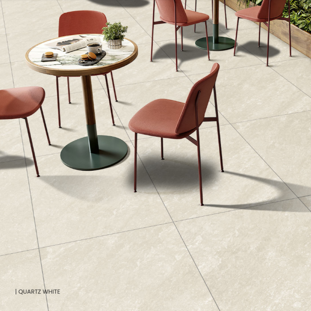 White quartz outdoor porcelain tiles