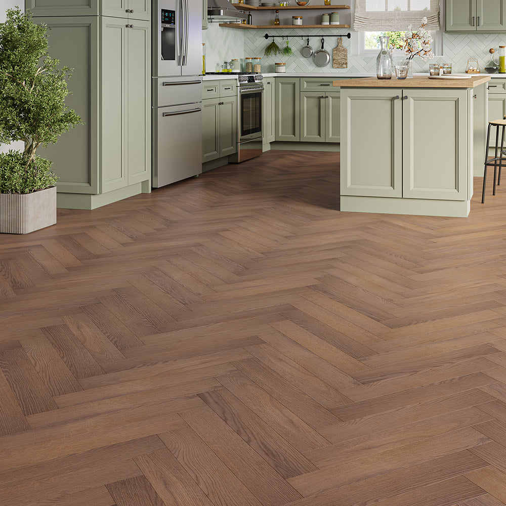 Chestnut brown herringbone laminate