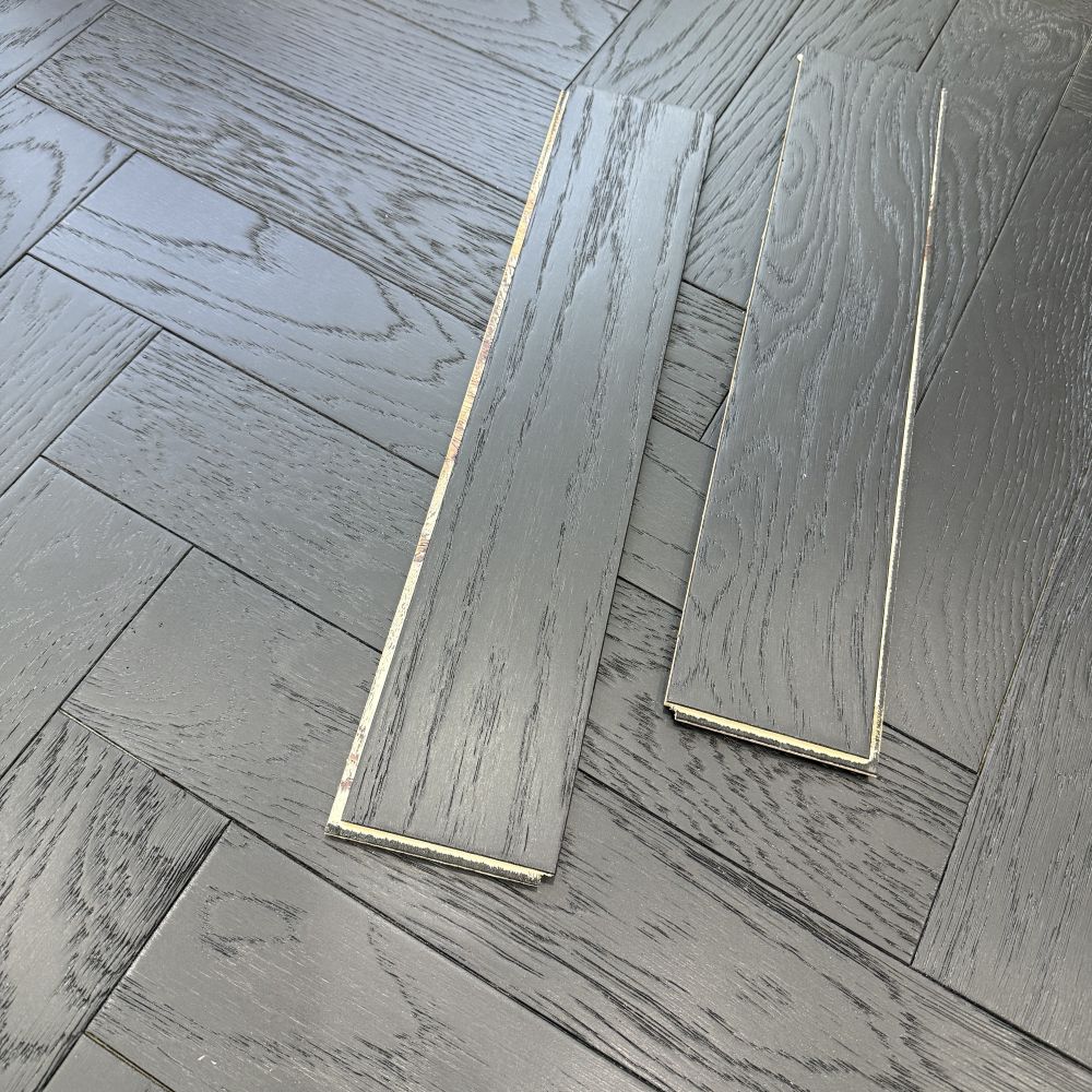Dark oak herringbone floor