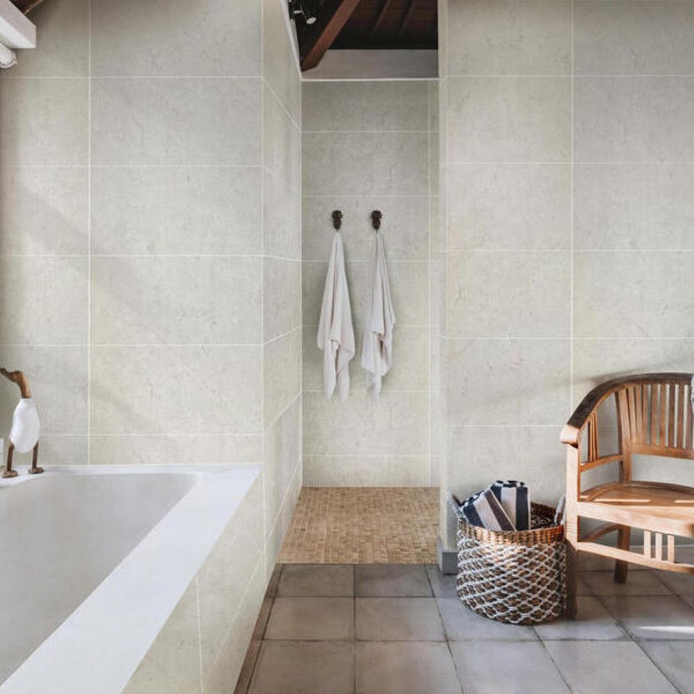 Marble effect waterproof wall panels in shower