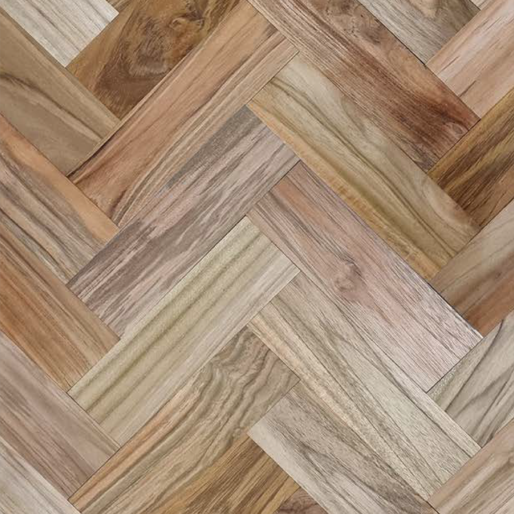 Close-up of herringbone parquet flooring pattern