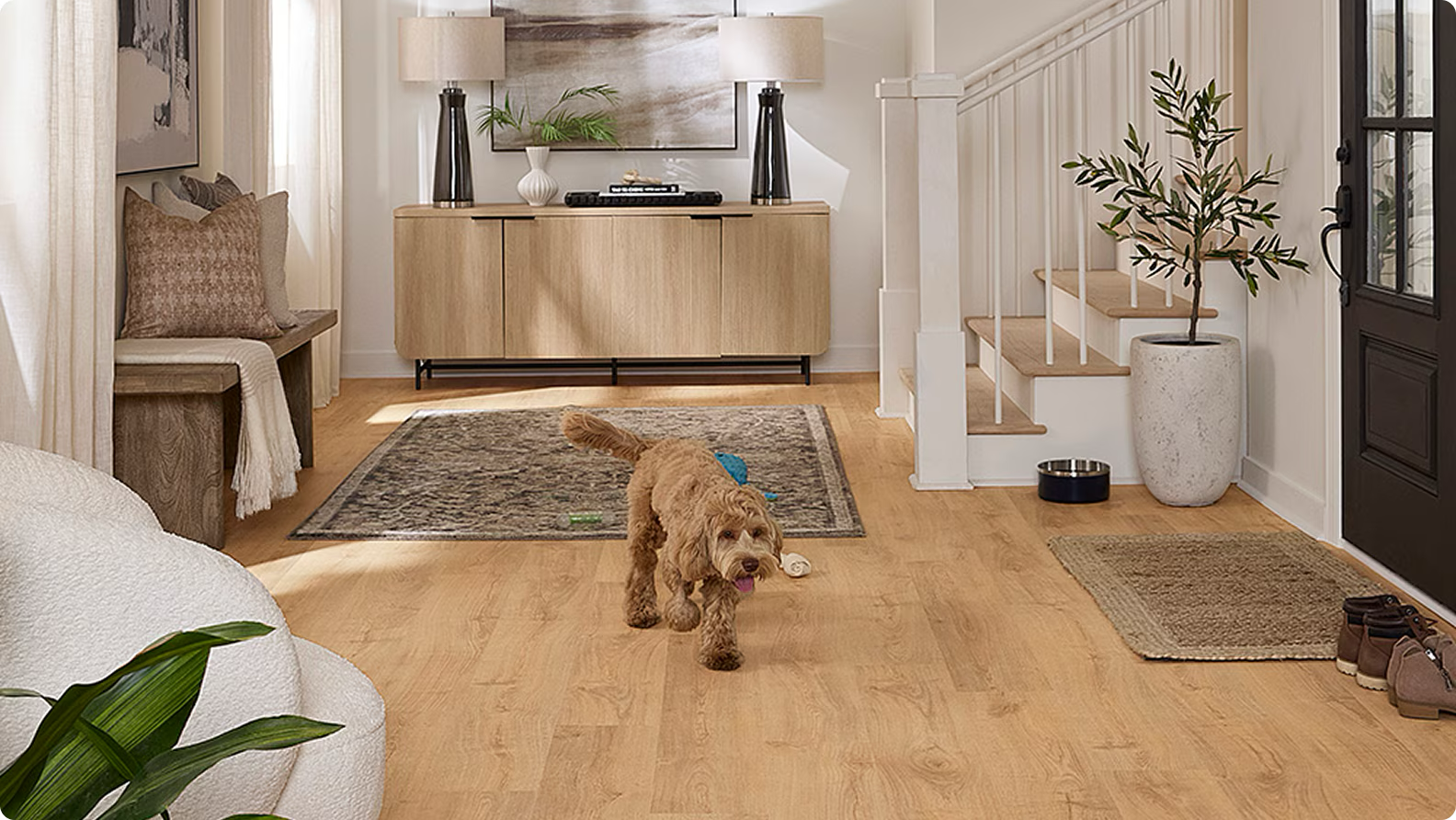 Elegant close view of wide plank flooring boards