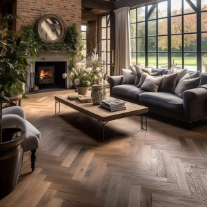 Oxford Herringbone Fumed Oak Wood Flooring 14 x 90 x 450 (mm)