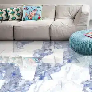 Aleotti Blue Polished Marble Effect Porcelain Wall & Floor Tile 60 x 120 (cm)