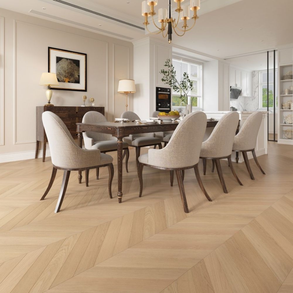 Chevron Raw Oak Wood Flooring 14 x 90 x 510 (mm)